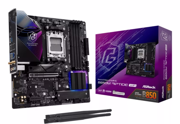 Mainboard|ASROCK|AMD B850|SAM5|Micro-ATX|Memory DDR5|Memory slots 4|1xHDMI|1xDisplayPort|1xAudio-In|1xAudio-Out|1xMicrophone|4xUSB 2.0|3xUSB 3.2|1xUSB-C|1xRJ45|B850MRIPTIDEWIFI