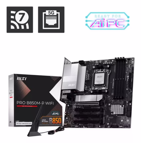 MSI PRO B850M-P WIFI AM5 mATX MB pagrindinė plokštė, DDR5