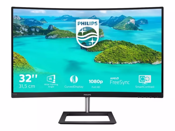 Philips 322E1C/00 monitorius, 31.5″, FHD, VA, 75Hz, lenktas, juodas