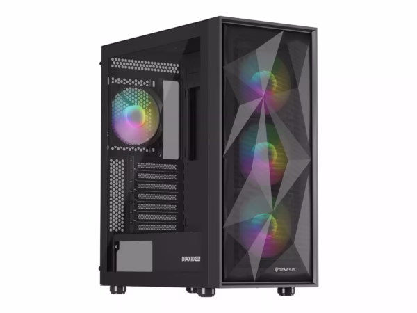 Genesis Gaming Diaxid 605 ARGB Black Midi Tower included No kompiuterio korpusas, juodas