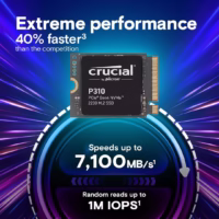 SSD|CRUCIAL|440xTBW rating|Read speed 7100 MB/s|Write speed 6000 MB/s|NVMe Yes|PCI Express 4.0|M.2|1000 GB|Crucial P310 1TB (CT1000P310SSD2)|P310|CT1000P310SSD2 thumbnail 2
