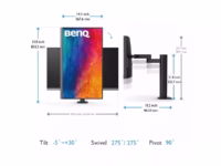 BENQ PD2706UA 27inch 4k with ERGO ARM 350 cd/m2 5ms HDMI DP USB C PD90W Hub USB Pivot Speakers thumbnail 5