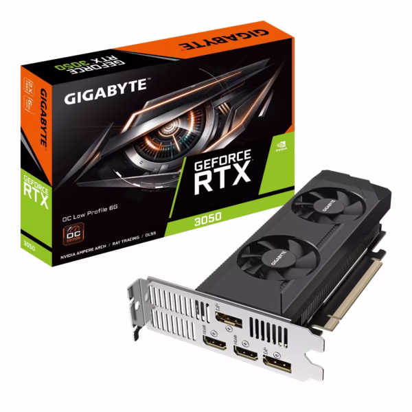 Gigabyte GeForce RTX 3050 OC Low Profile vaizdo plokštė, 6GB GDDR6, PCIe 4.0, GV-N3050OC-6GL