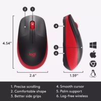 Belaidė optinė pelė Logitech M190, raudona, 910-005908 thumbnail 11