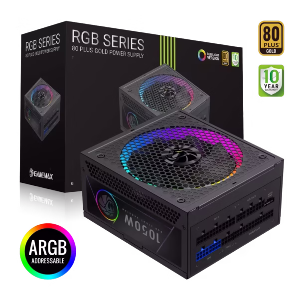 Gamemax 1050W RGB 1050G maitinimo blokas, Gold