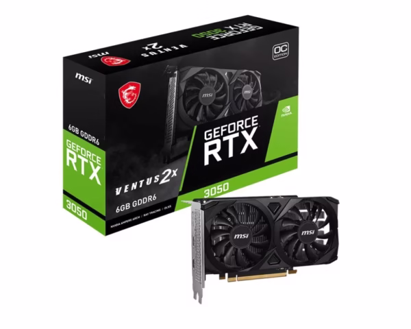 MSI RTX 3050 Ventus 2X E 6G OC vaizdo plokštė, 6GB GDDR6