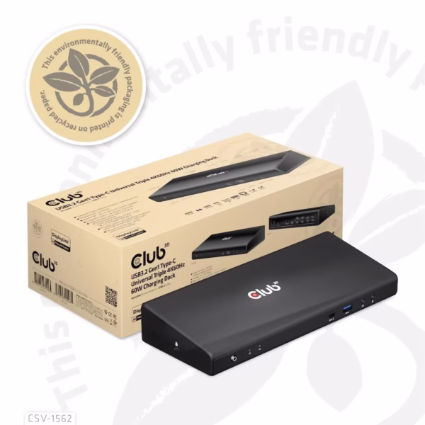 Nešiojamųjų kompiuterių doko stotelė CLUB3D USB-C 60W CSV-1562