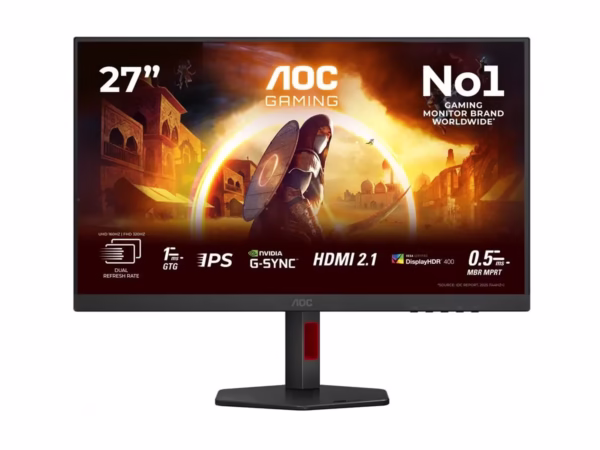 AOC U27G4R 27inch Fast IPS Dual Frame Monitor UHD/FHD 160-320Hz 400cd/m2 0,5ms HDMI2.1×2 DP1.4 USB 3.1 Pivot