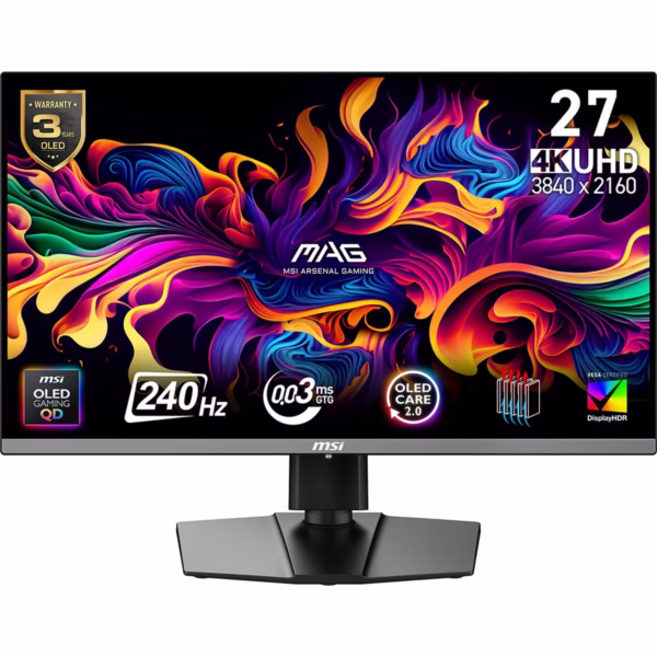 Monitorius MSI 26,5 colio, 3840 x 2160, 4K Ultra HD, 16:9, QD-OLED, MAG272UPQD-OLEDX24