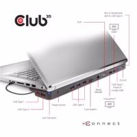Nešiojamojo kompiuterio prijungimo stotelė CLUB3D CSV-1564W100, USB-C, 100W thumbnail 4