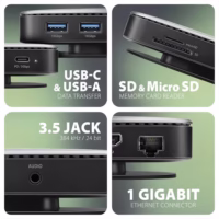 Nešiojamųjų kompiuterių doko stotelė Axagon HMC-UFO 9-in-1, NVMe/SATA thumbnail 5