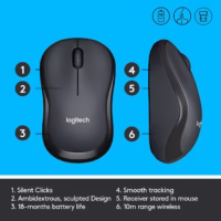 Logitech M220 Silent belaidė optinė pelė, anglies spalvos thumbnail 8