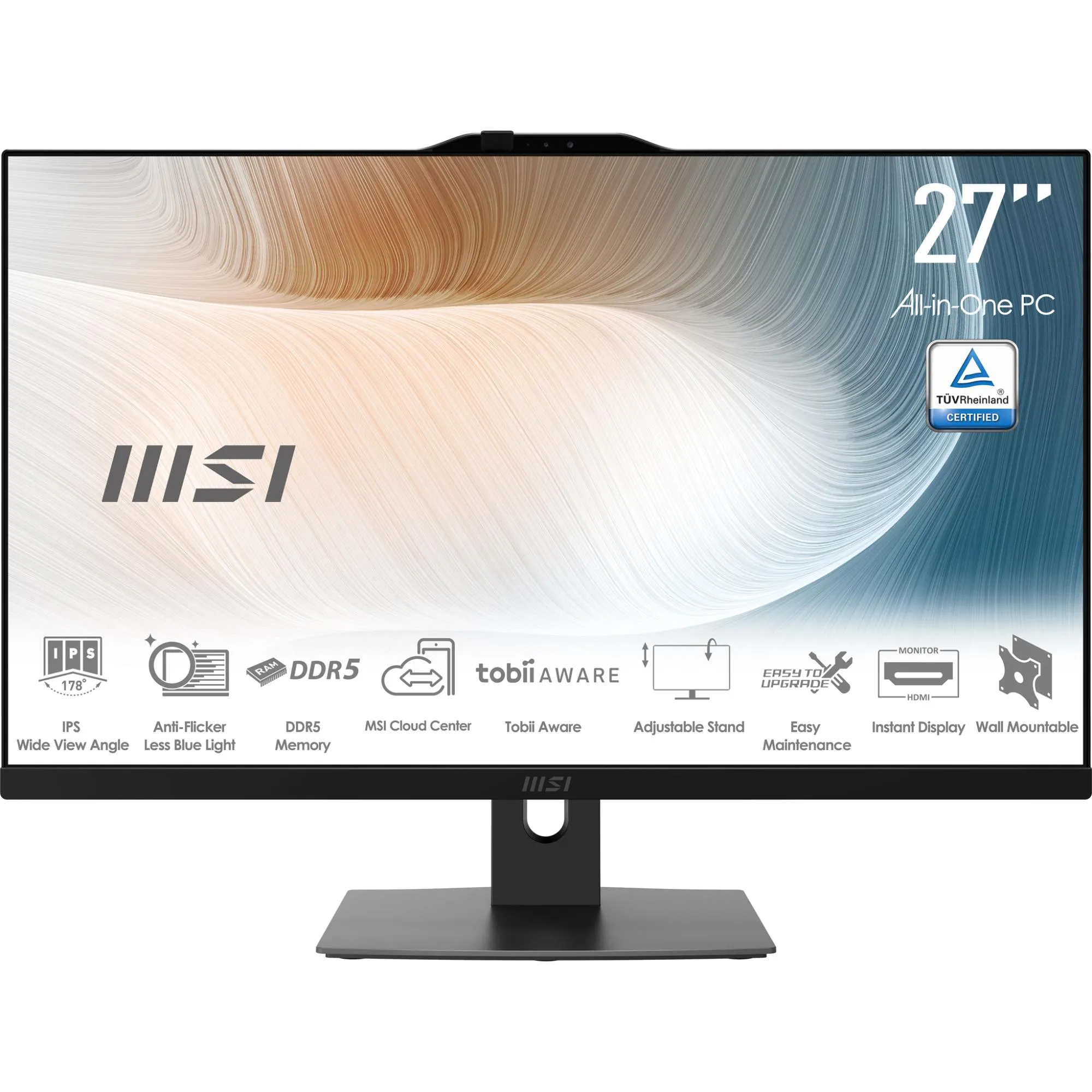 MSI Modern AM272P 1M-845EU All-in-One kompiuteris, 27″ FHD, Intel Core 7 150U, 16GB, 1TB SSD, Windows 11 Pro, juodas