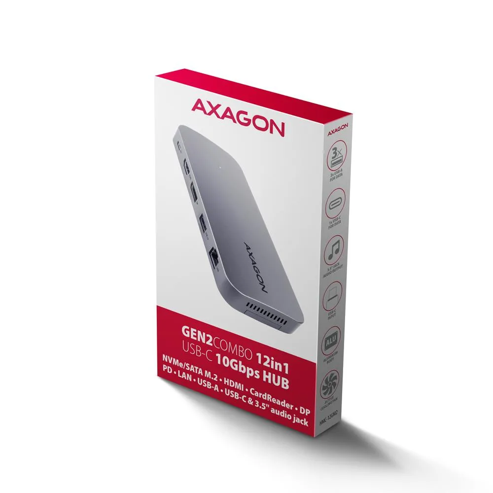 AXAGON HMC-12GM2 12-in-1 USB-C Docking Station thumbnail 12