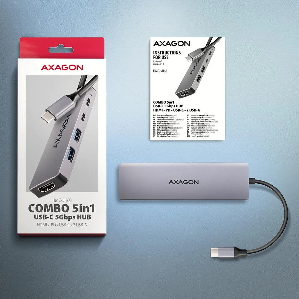 I/O šakotuvas USB-C 5-viename/0.15m HMC-5H60 AXAGON thumbnail 12