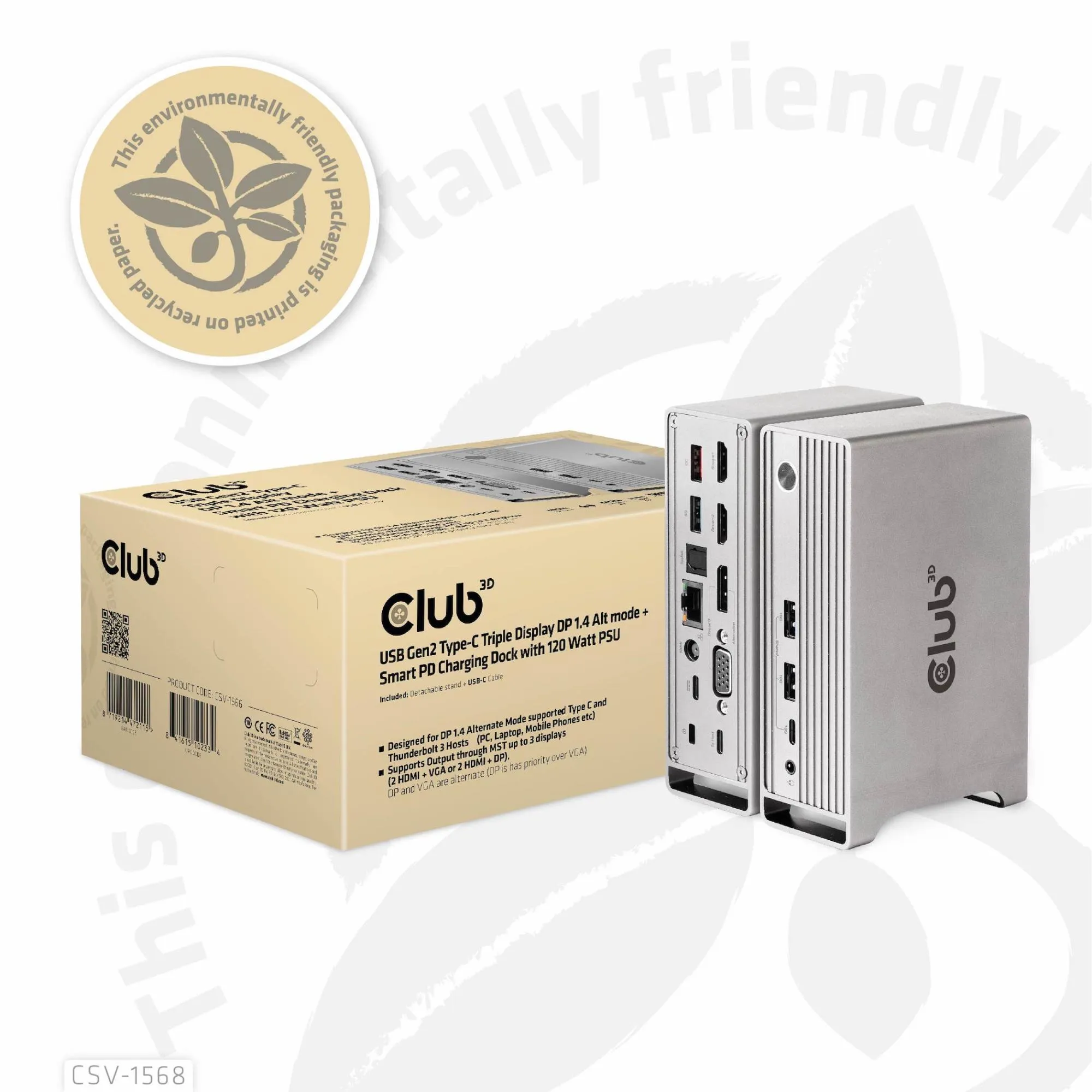 Nešiojamųjų kompiuterių prijungimo stotelė Club3D CSV-1568, USB-C, 120W thumbnail 14