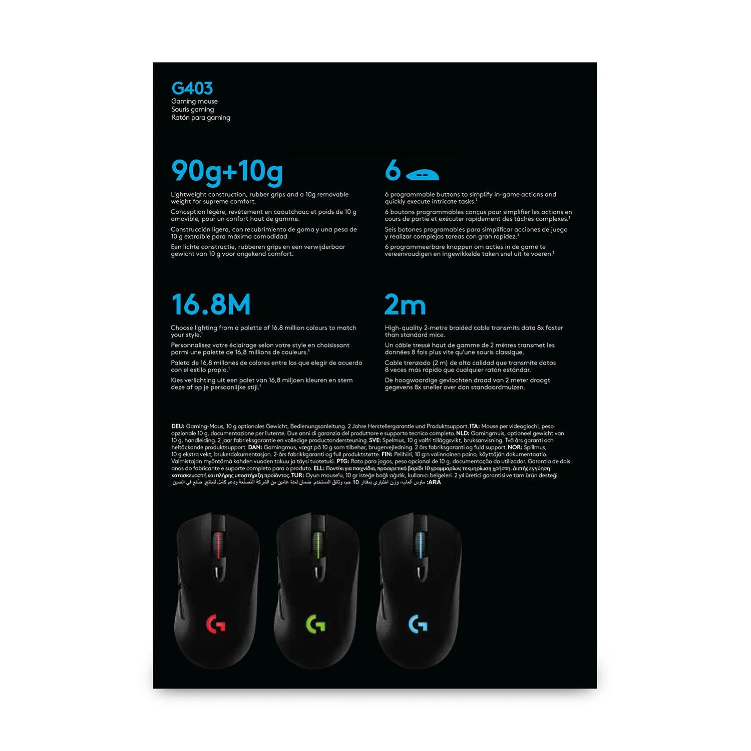 Laidinė optinė pelė Logitech G403, 910-005633 thumbnail 15