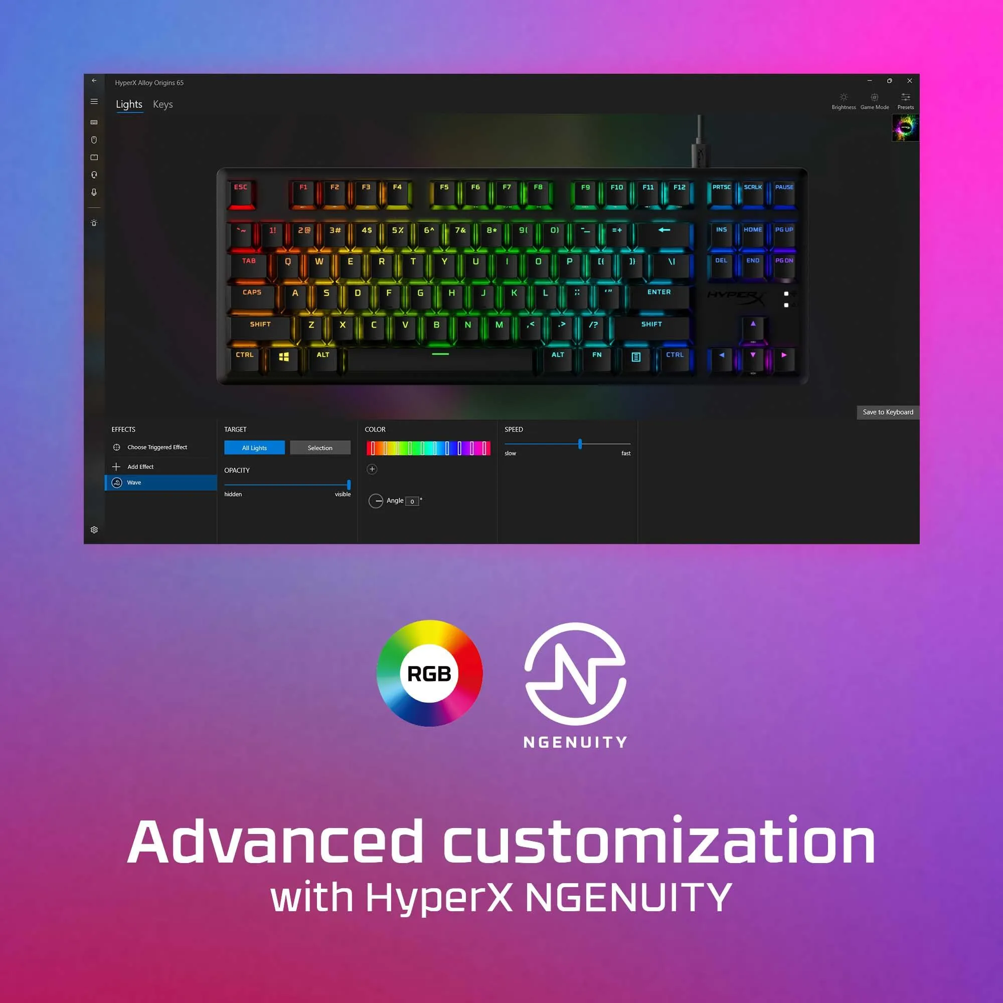 Žaidimų klaviatūra HyperX Alloy Origins Core PBT HX Aqua 639N9AA#ABA thumbnail 2