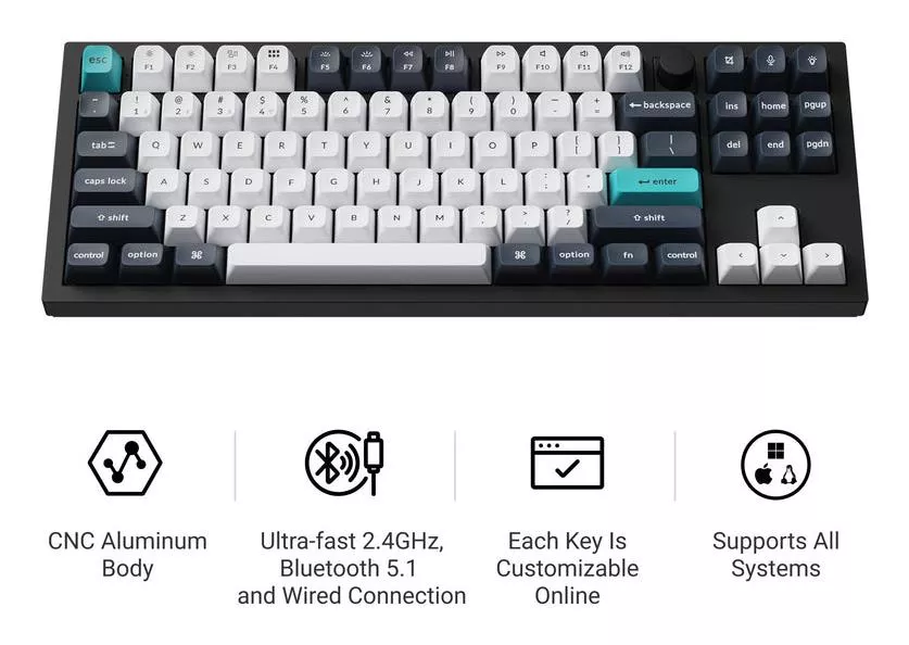 Klaviatūra bevielė Q3 Max RGB/Carbon Black Q3M-M4 Keychron thumbnail 2