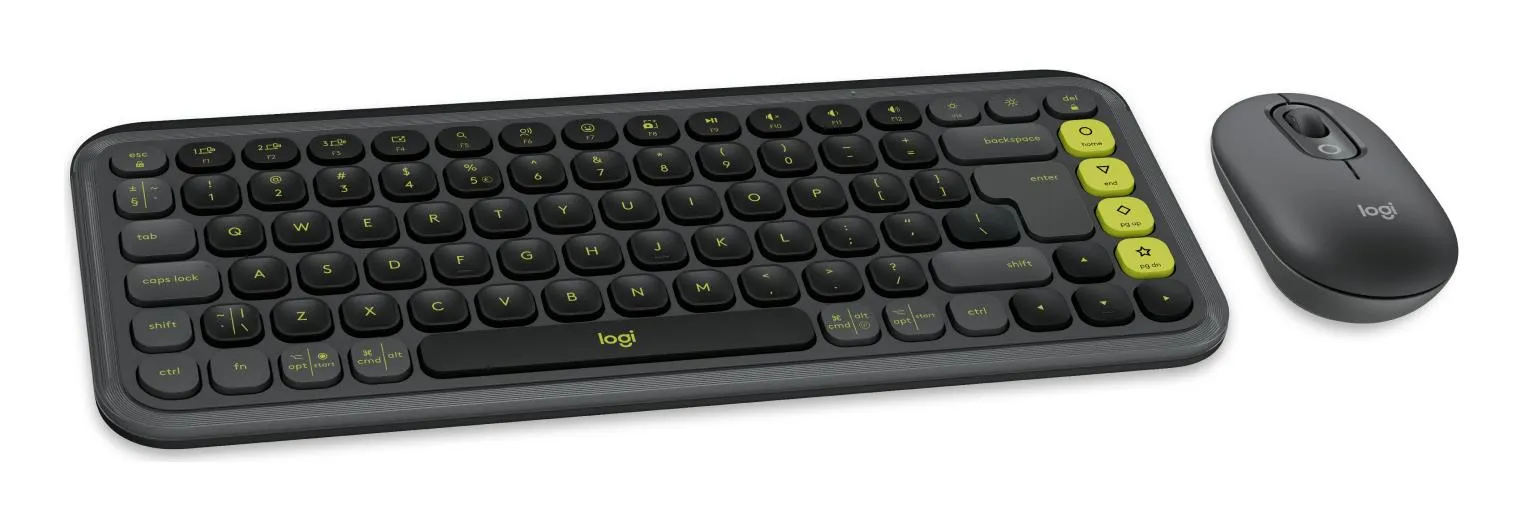 Belaidės klaviatūros ir pelės rinkinys Logitech POP Icon, grafito/žalios spalvos thumbnail 2