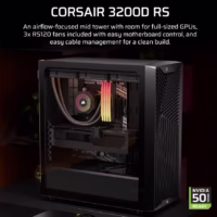Corsair 3200D RS juodas kompiuterio korpusas, Midi Tower thumbnail 2