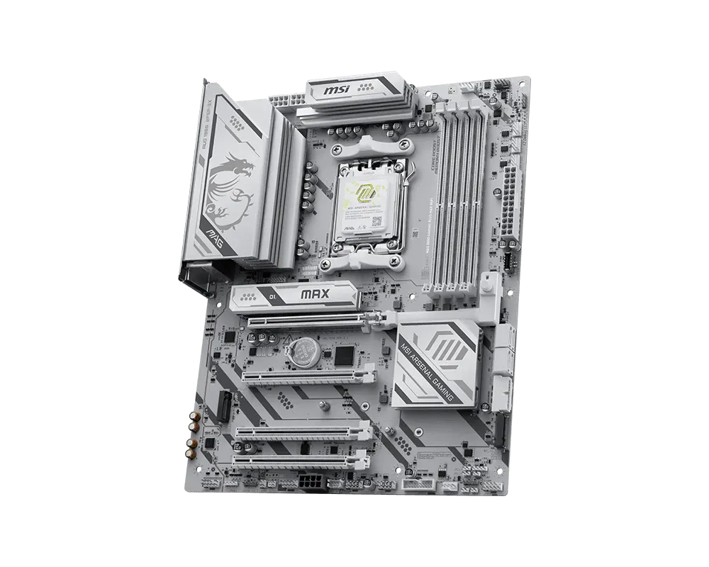 MSI MAG B850 GAMING PLUS MAX WIFI | Processor family AMD | Processor socket AM5 | DDR5 | Supported hard disk drive interfaces SATA, M.2 | Number of SATA connectors 4 thumbnail 2