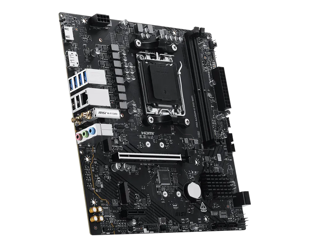 MSI PRO A620AM-G EVO WIFI | Processor family AMD | Processor socket AM5 | DDR5 | Number of SATA connectors 4 | Supported hard disk drive interfaces SATA, M.2 thumbnail 2