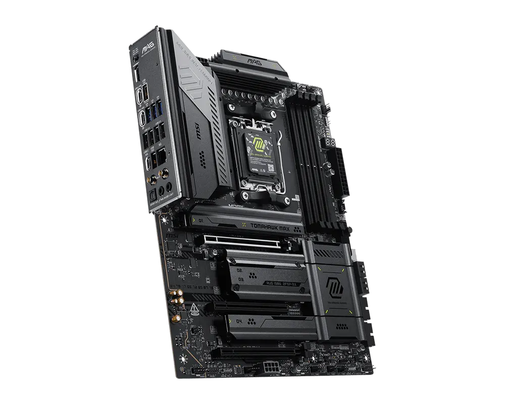 MSI MAG X870E TOMAHAWK MAX WIFI | Processor family AMD | Processor socket AM5 | DDR5 | Supported hard disk drive interfaces SATA, M.2 | Number of SATA connectors 4 thumbnail 2