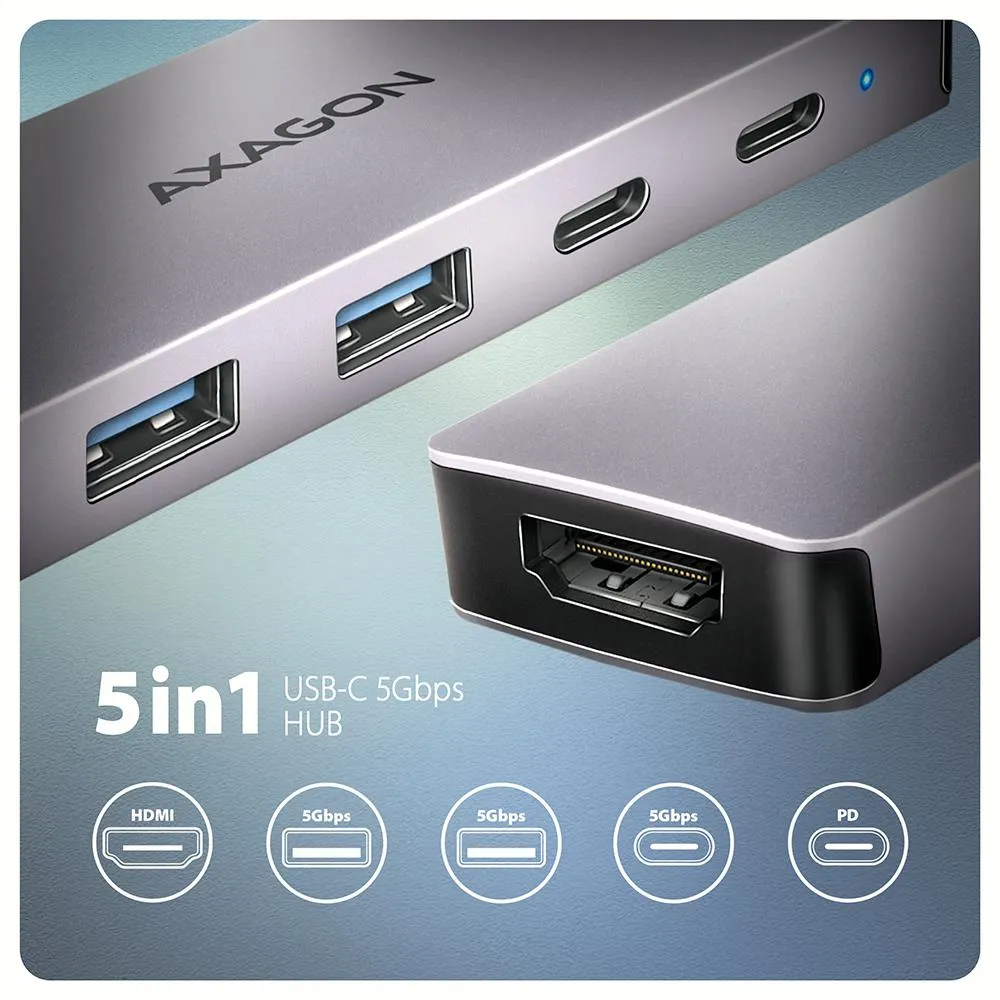 I/O šakotuvas USB-C 5-viename/0.15m HMC-5H60 AXAGON thumbnail 3