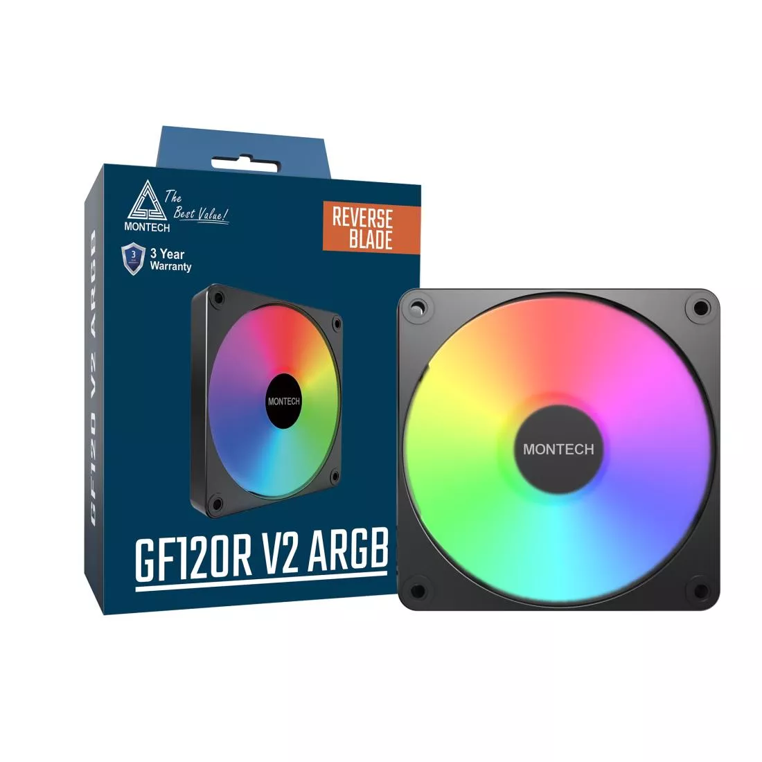 Korpuso ventiliatorius 120mm/GF120R V2 ARGB PWM (B) MONTECH thumbnail 3