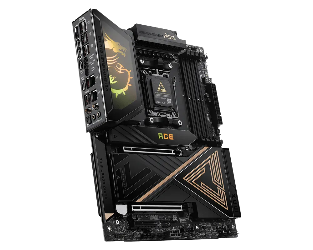 MSI MEG X870E ACE MAX | Processor family AMD | Processor socket AM5 | DDR5 | Supported hard disk drive interfaces SATA, M.2 | Number of SATA connectors 4 thumbnail 3