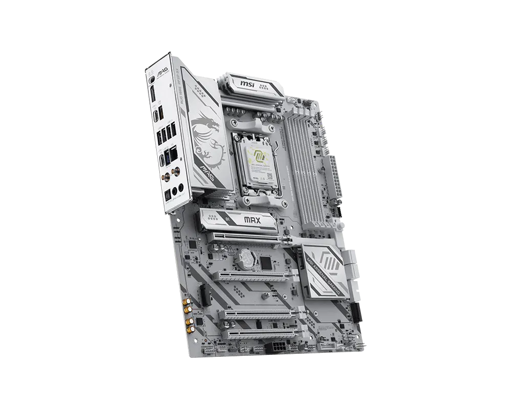 MSI MAG B850 GAMING PLUS MAX WIFI | Processor family AMD | Processor socket AM5 | DDR5 | Supported hard disk drive interfaces SATA, M.2 | Number of SATA connectors 4 thumbnail 3