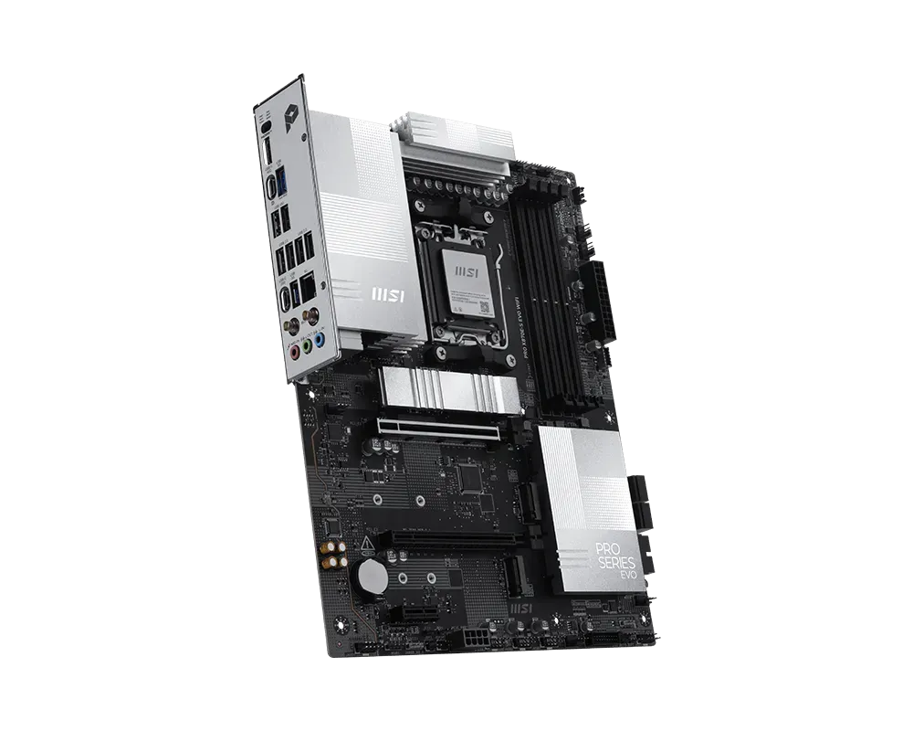MSI PRO X870E-S EVO WIFI | Processor family AMD | Processor socket AM5 | DDR5 | Supported hard disk drive interfaces SATA, M.2 | Number of SATA connectors 4 thumbnail 3