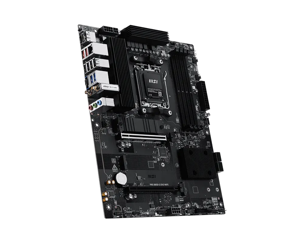 MSI PRO B850-S EVO WIFI | Processor family AMD | Processor socket AM5 | DDR5 | Supported hard disk drive interfaces SATA, M.2 | Number of SATA connectors 4 thumbnail 3
