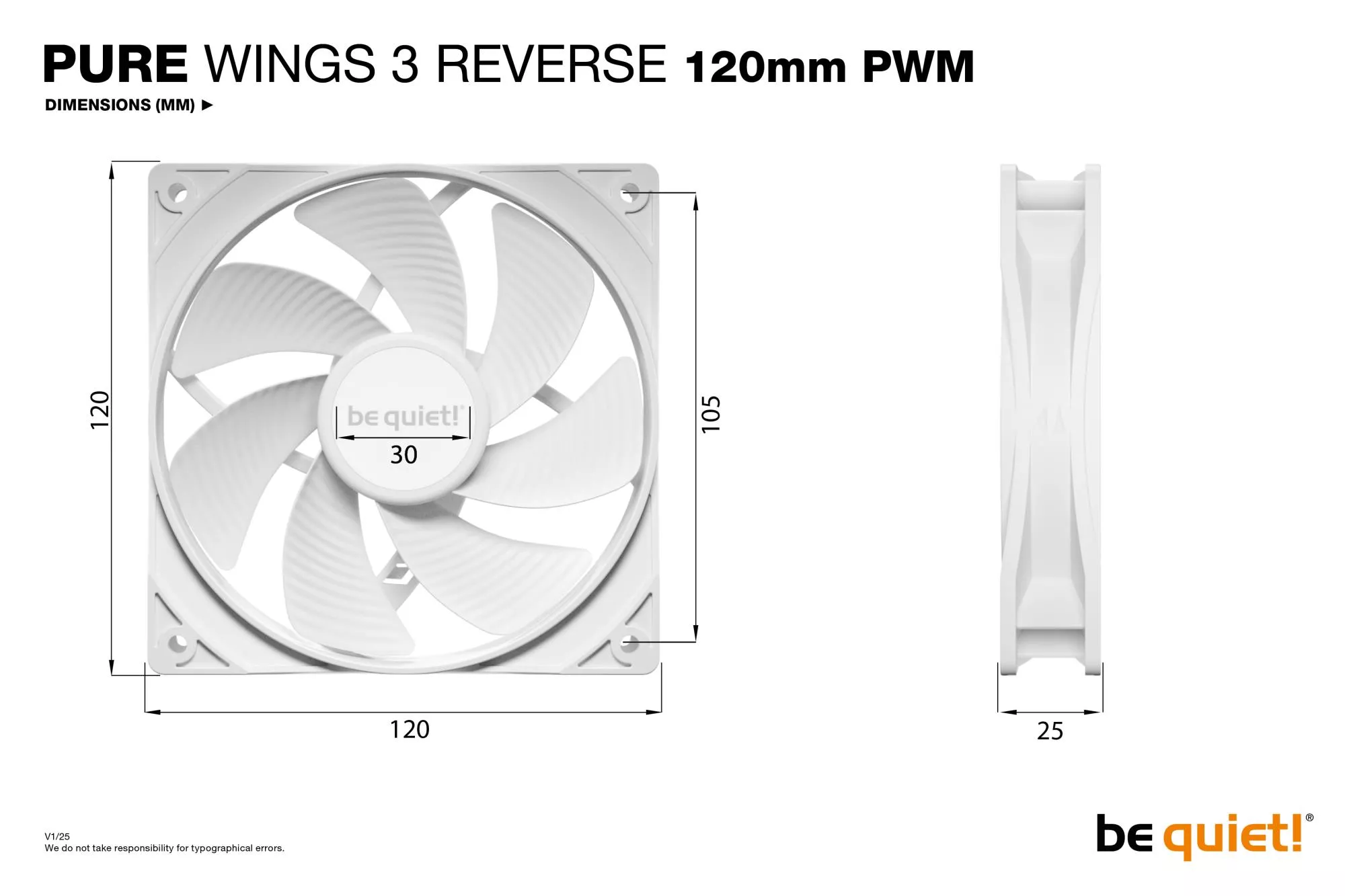 Korpuso ventiliatorius 120mm Pure Wings 3/PWM WHT 3-Pack BL136 BE QUIET thumbnail 4