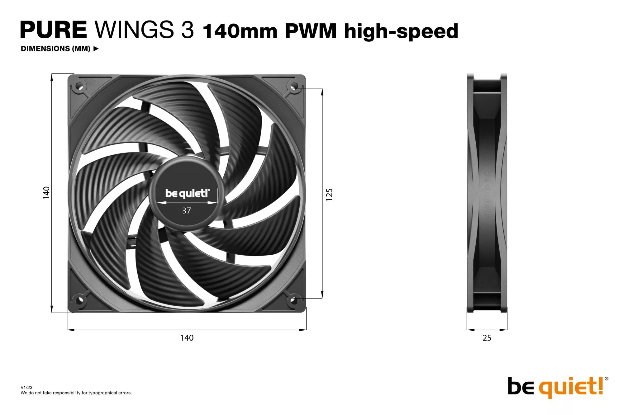 Korpuso ventiliatorius 140mm Pure Wings 3 PWM High-speed BL109 Be Quiet thumbnail 5