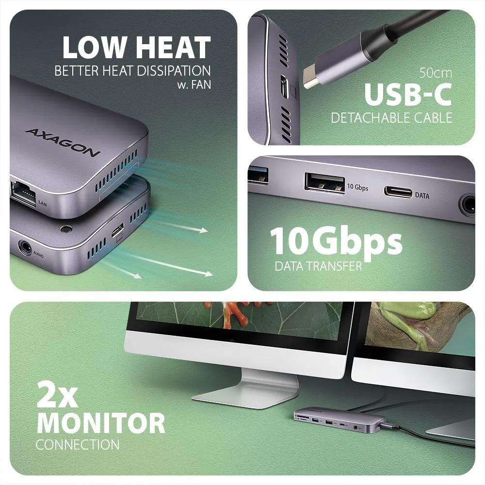 AXAGON HMC-12GM2 12-in-1 USB-C Docking Station thumbnail 5