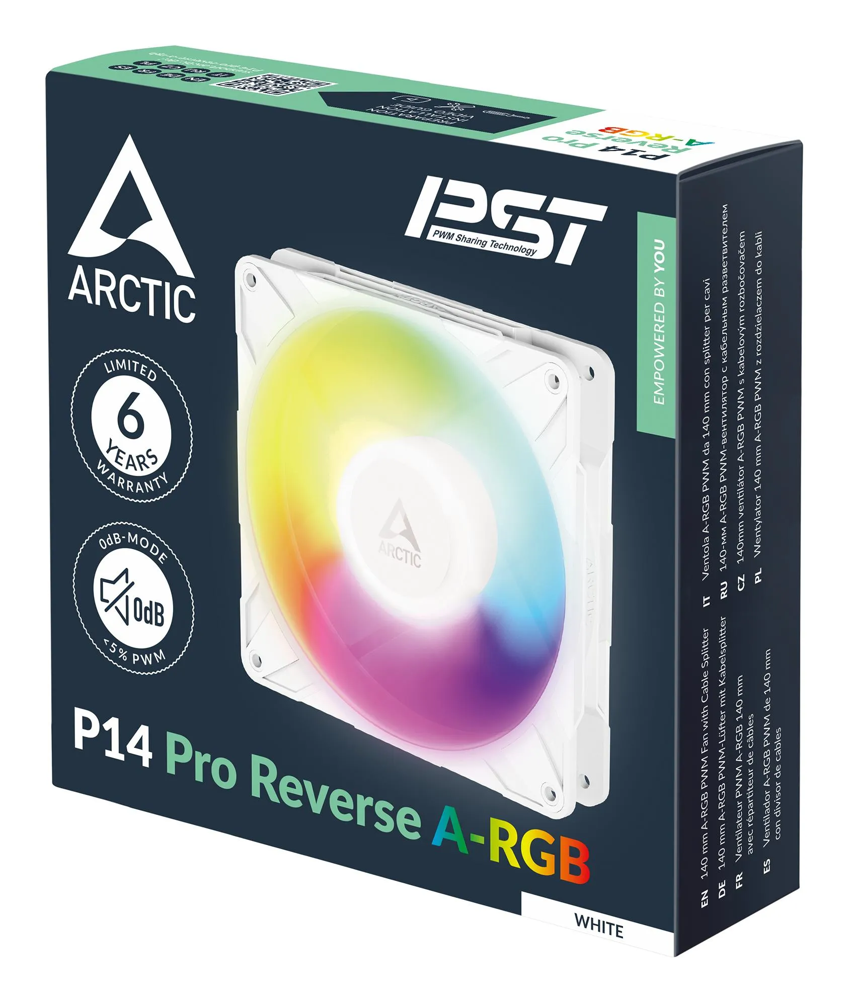 Korpuso ventiliatorius ARCTIC P14 Pro Reverse A-RGB, 140 mm, baltas thumbnail 6
