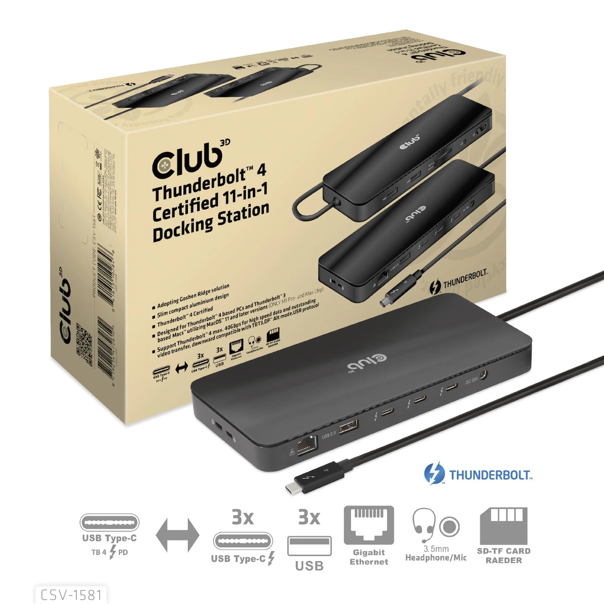 CLUB3D 11-in-1 Thunderbolt 4 Docking Station CSV-1581 thumbnail 7