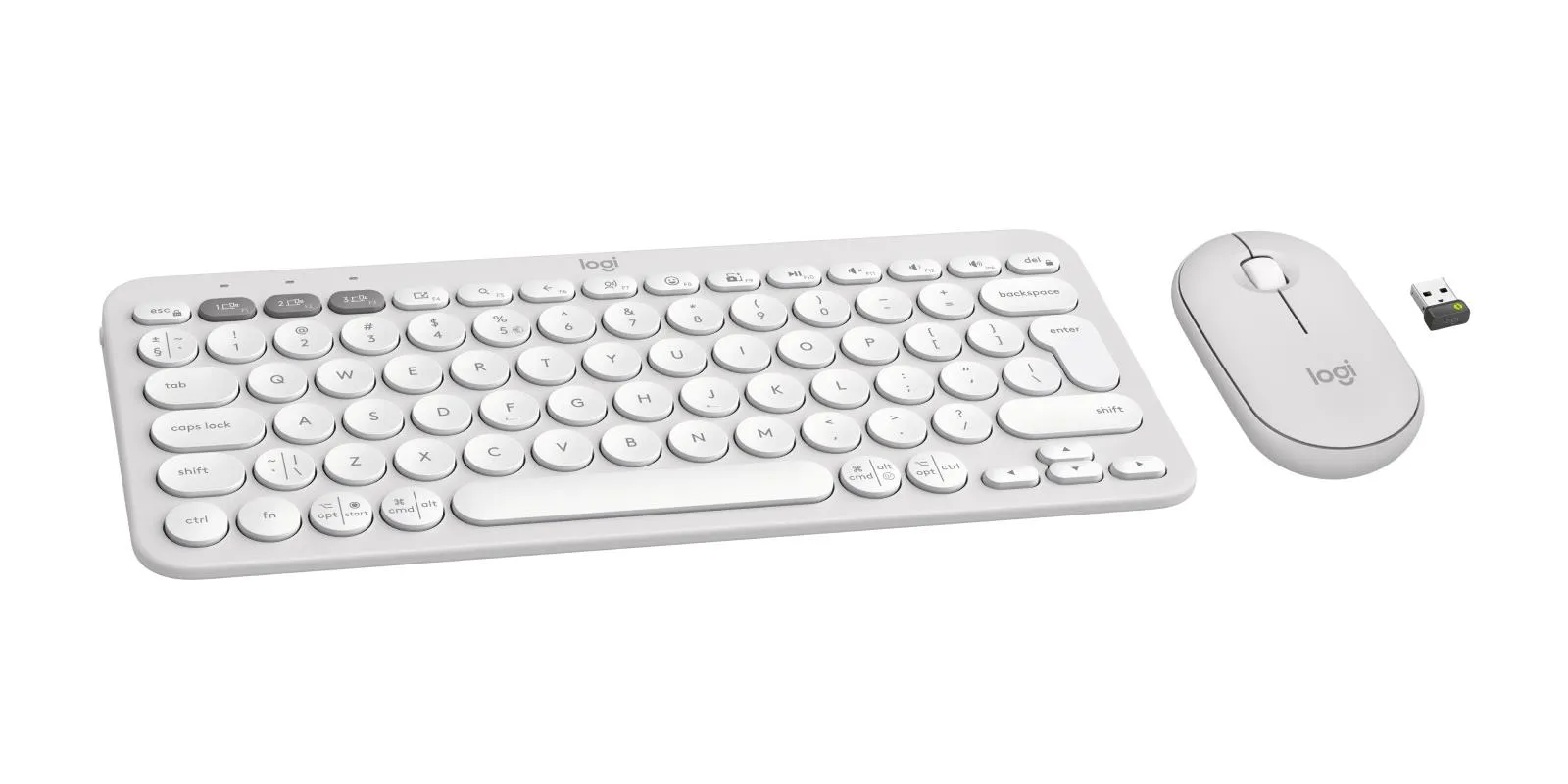 Klaviatūros ir pelės komplektas Logitech Pebble 2, balta, 920-012240 thumbnail 7