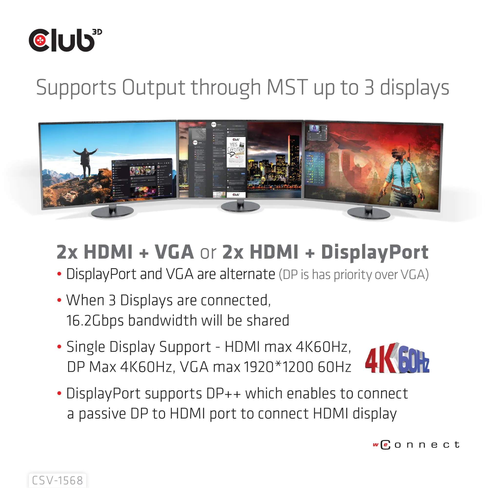 Nešiojamųjų kompiuterių prijungimo stotelė Club3D CSV-1568, USB-C, 120W thumbnail 9