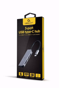 I/O HUB USB-C 3 prievadų + kortelių skaitytuvas GEMBIRD UHB-CM-CRU3P1U2P2-01