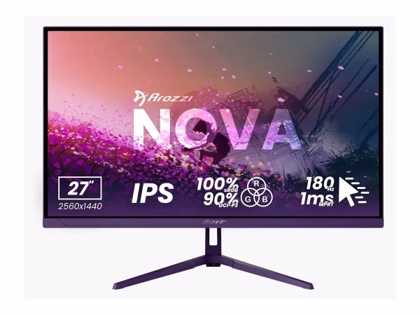 Arozzi | Nova | 27 ” | IPS | QHD | 16:9 | 180 Hz | 1 ms | 2560 x 1440 pixels | 350 cd/m² | HDMI ports quantity 2 | Purple