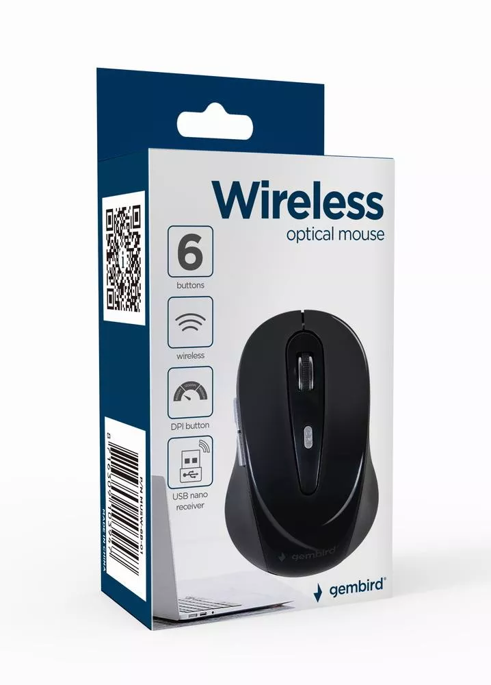 MOUSE USB OPTICAL WRL/BLACK MUSW-6B-01 GEMBIRD thumbnail 2