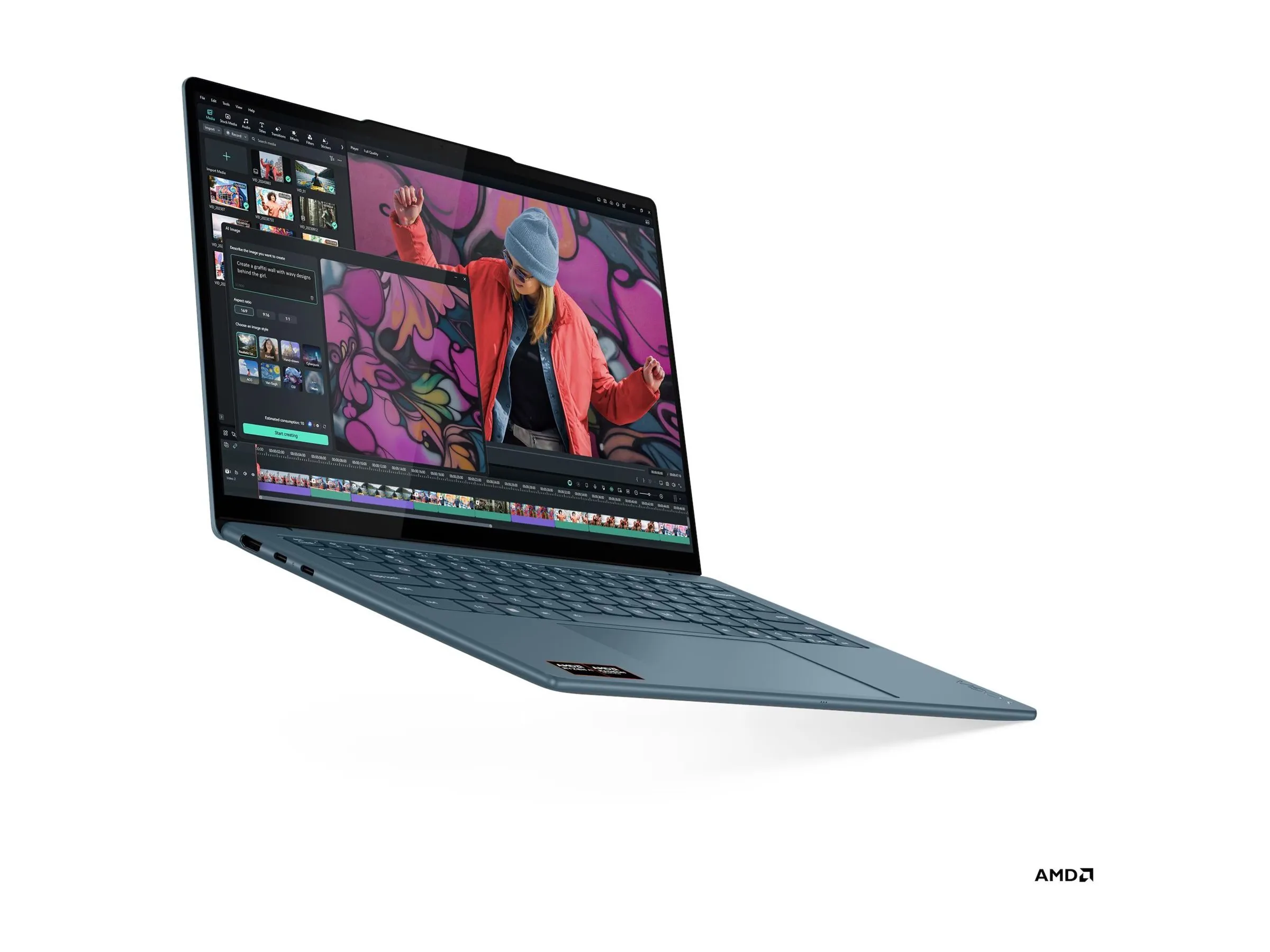 Lenovo Yoga Slim 7 14AKP10 14 WUXGA AMD R5 AI 330/16GB/512GB/AMD Radeon 820M/WIN11 Home/ENG Backlit kbd/Tidal Teal/2Y Warranty thumbnail 3
