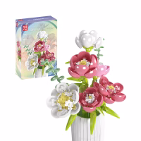 MOULD KING 10059 Peony Flowers Bouquet Konstruktorius, 866 dalių