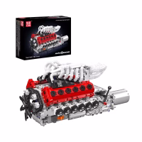 MOULD KING 10210 Motorized V12 Naturally Aspirated Engine Model Kaladėlių Konstruktorius
