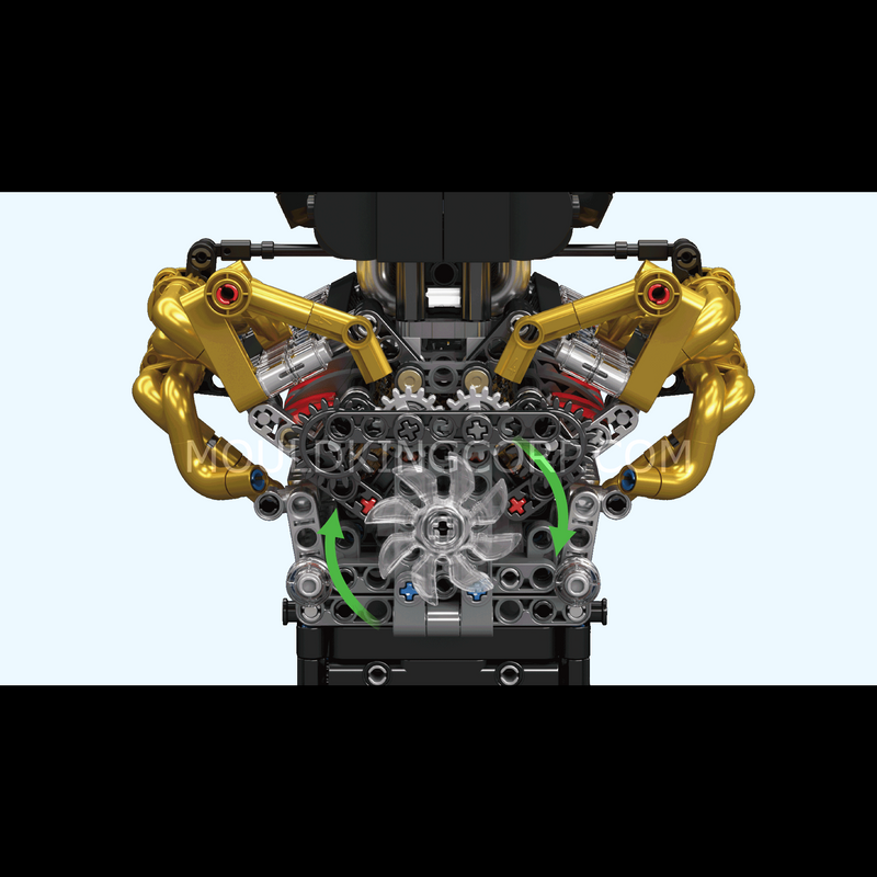 MOULD KING 10224 Motorized Valkyrie V12 Engine Model Set | 974 dalių thumbnail 2