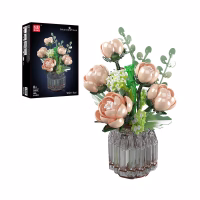 MOULD KING 24109 White Rose Flower Bouquet Konstruktorius, 981 dalių