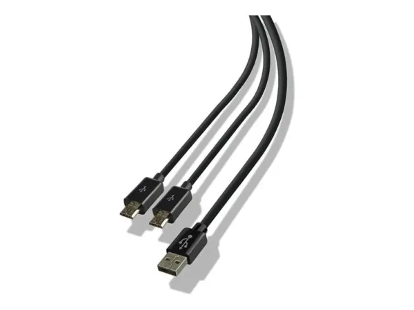 Lexip x Steelplay Dual Play & Charge PS4 valdiklių kabelis, 3 m, juodas, JVAPS400040